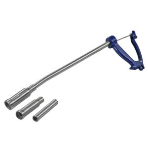 BOLUS APPLICATOR -SS- WITH METAL HANDLE 50 CM - THREE HEADS SET Ø 18-21-26 MM