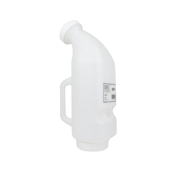 BOTTIGLIA PER ALLATTAMENTO VITELLI 2 L  CURVA CON TETTARELLA IN SILICONE, MANICO ESTERNO E COPERCHIO POSTERIORE