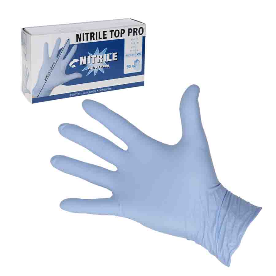 GUANTI MONOUSO NITRILE TOP PRO AZZURRI 24 CM